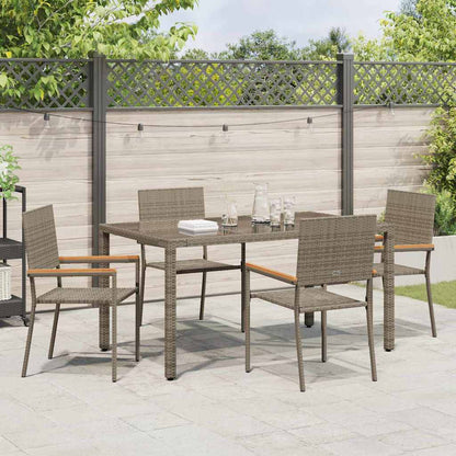 Set da Pranzo per Giardino 5 pcs Grigio polyrattan