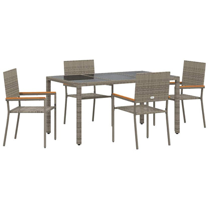 Set da Pranzo per Giardino 5 pcs Grigio polyrattan