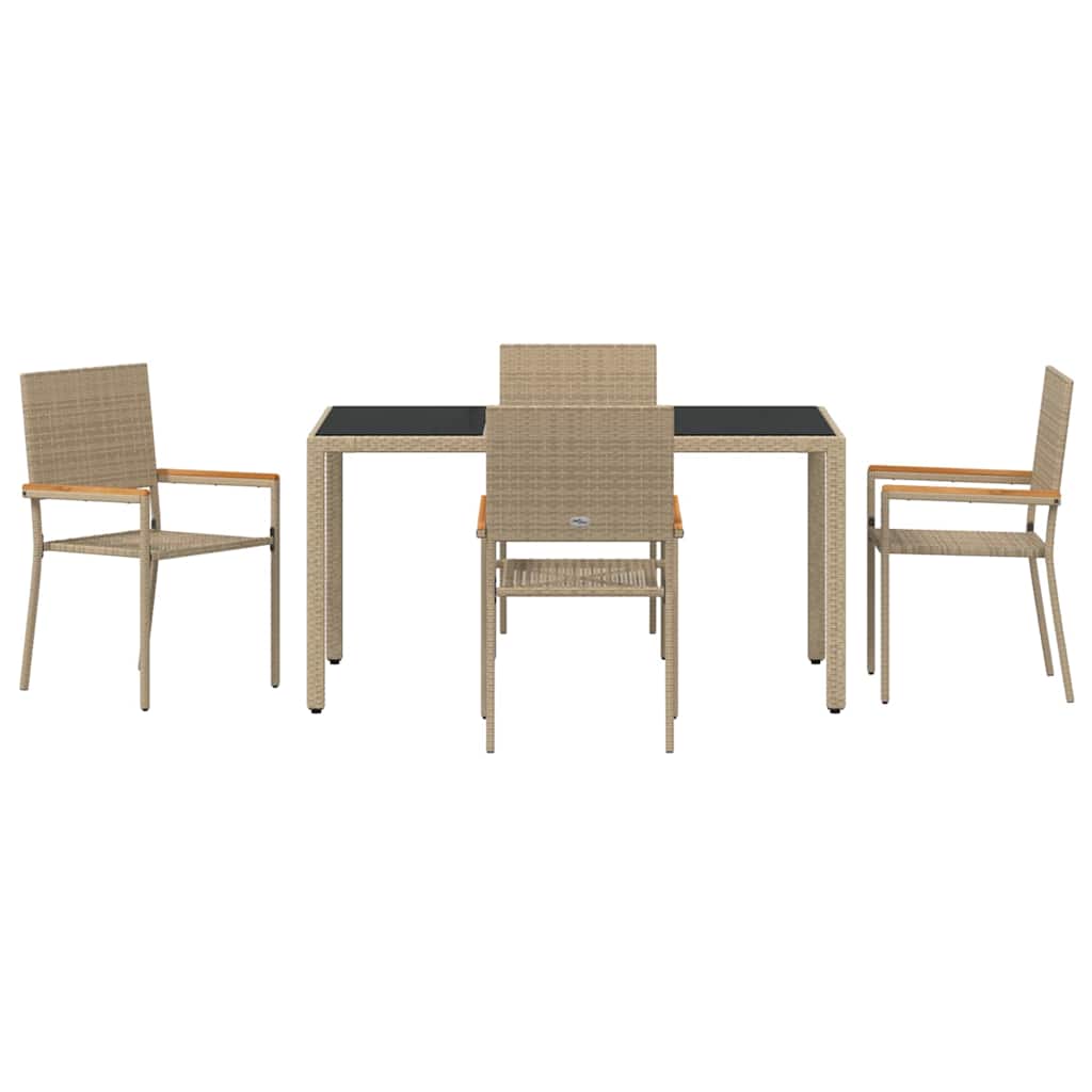 Set da Pranzo per Giardino 5 pcs Beige polyrattan