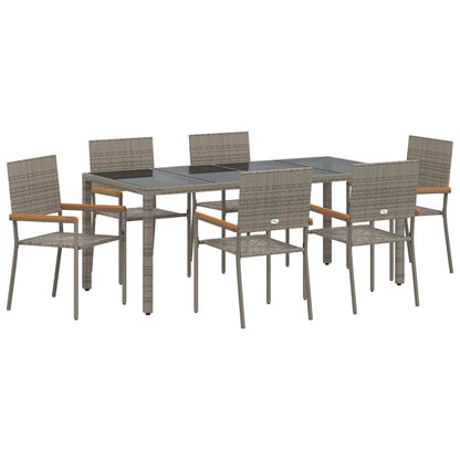 Set da Pranzo per Giardino 7 pcs Grigio polyrattan