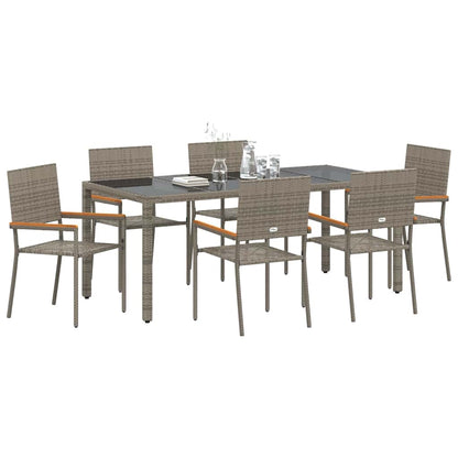 Set da Pranzo per Giardino 7 pcs Grigio polyrattan