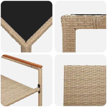 Set da Pranzo per Giardino 9 pcs Beige polyrattan