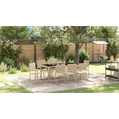 Set da Pranzo per Giardino 9 pcs Beige polyrattan