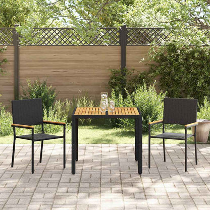 Set da Pranzo per Giardino 3 pcs Nero polyrattan