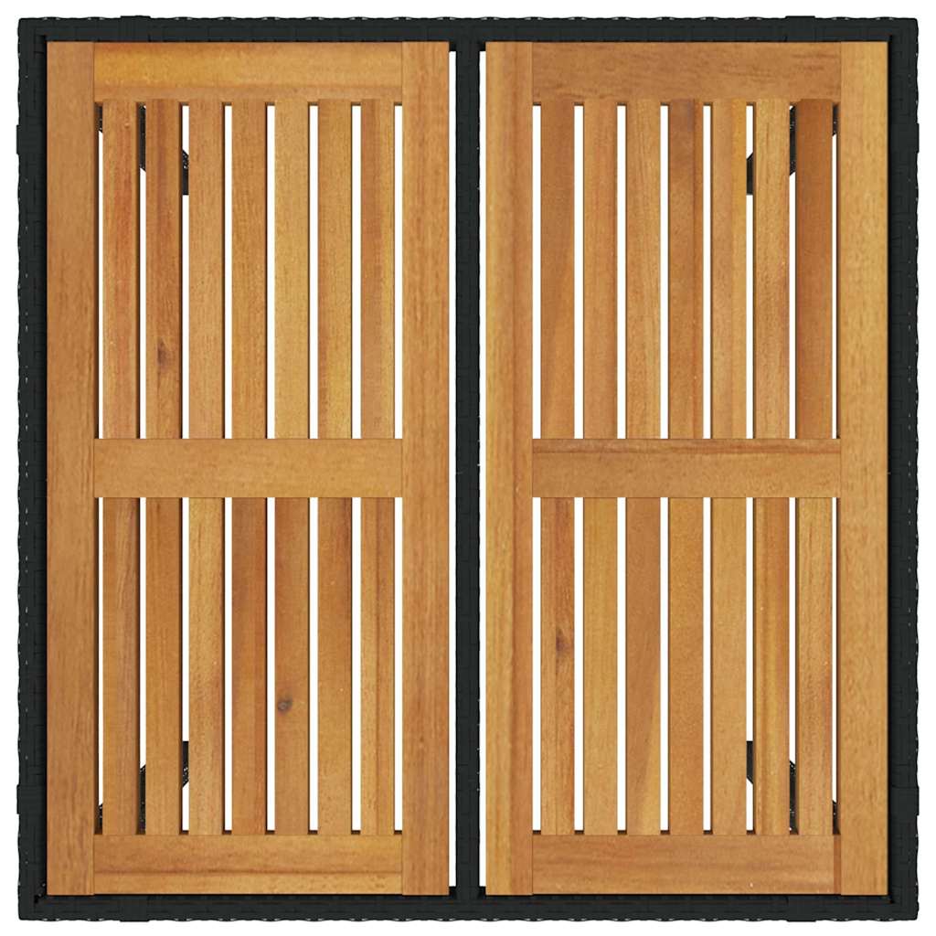 Set da Pranzo per Giardino 3 pcs Nero polyrattan