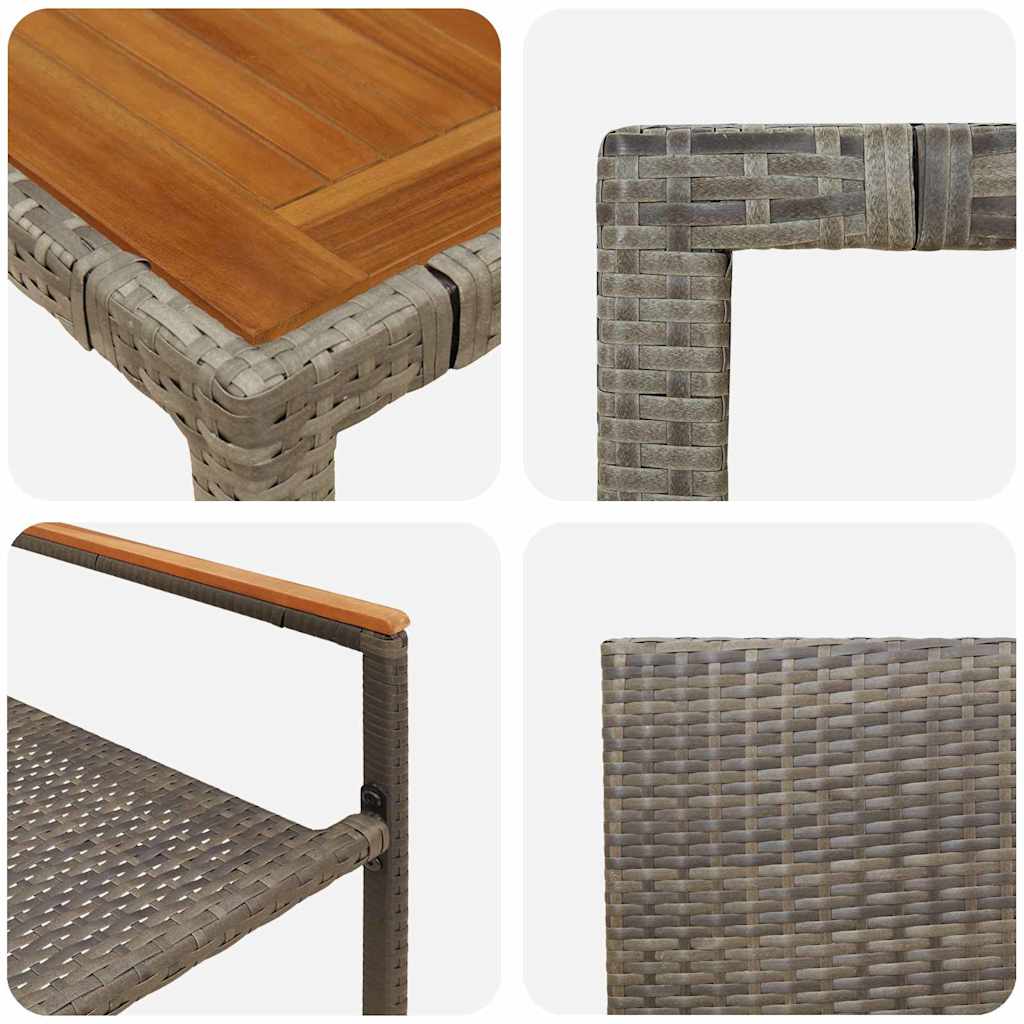 Set da Pranzo per Giardino 5 pcs Grigio polyrattan