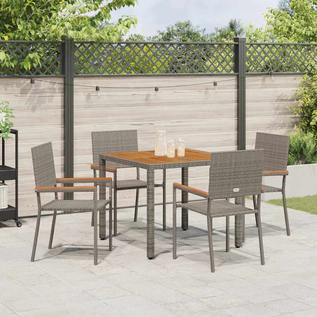 Set da Pranzo per Giardino 5 pcs Grigio polyrattan