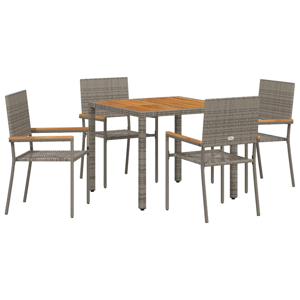 Set da Pranzo per Giardino 5 pcs Grigio polyrattan