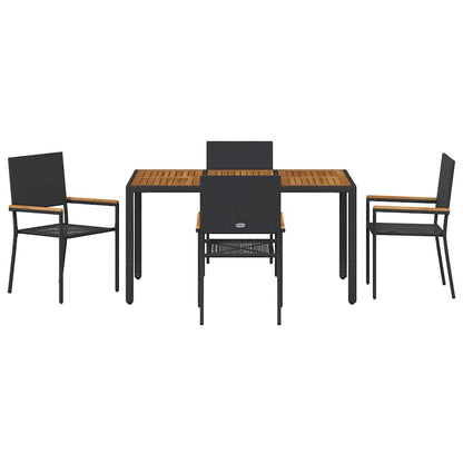 Set da Pranzo per Giardino 5 pcs Nero polyrattan