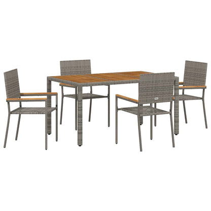 Set da Pranzo per Giardino 5 pcs Grigio polyrattan