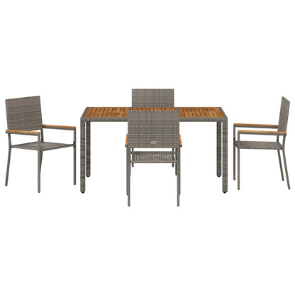 Set da Pranzo per Giardino 5 pcs Grigio polyrattan | homemem39