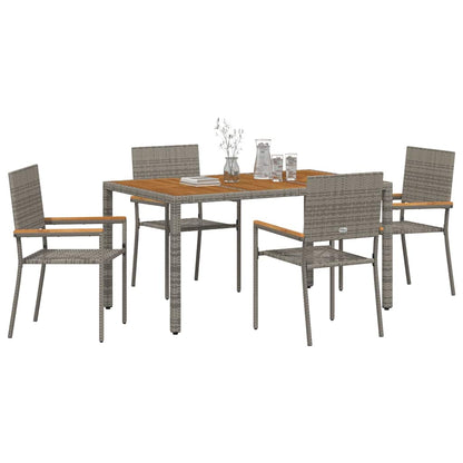 Set da Pranzo per Giardino 5 pcs Grigio polyrattan | homemem39