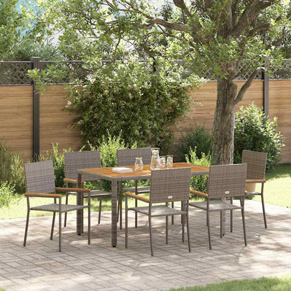 Set da Pranzo per Giardino 7 pcs Grigio polyrattan | homemem39