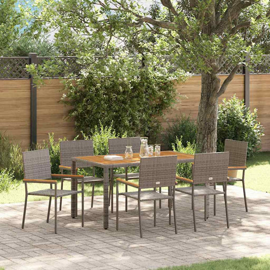 Set da Pranzo per Giardino 7 pcs Grigio polyrattan | homemem39