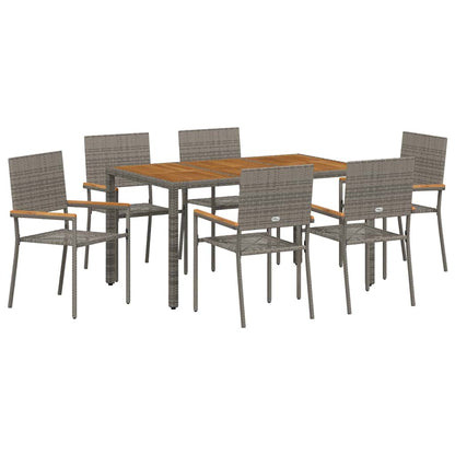 Set da Pranzo per Giardino 7 pcs Grigio polyrattan | homemem39