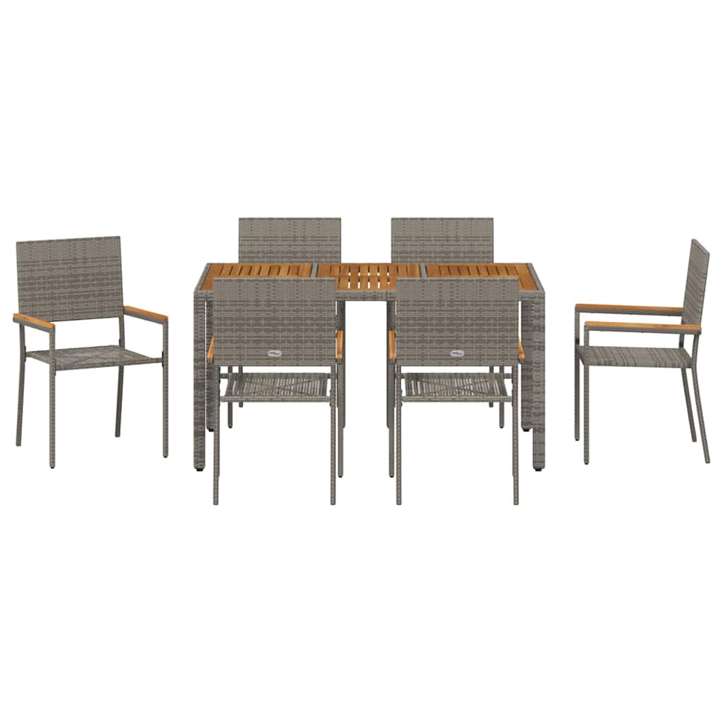 Set da Pranzo per Giardino 7 pcs Grigio polyrattan | homemem39