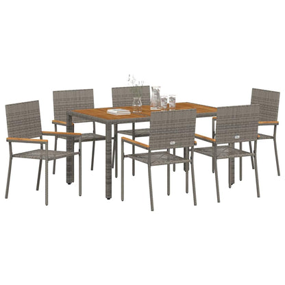 Set da Pranzo per Giardino 7 pcs Grigio polyrattan | homemem39