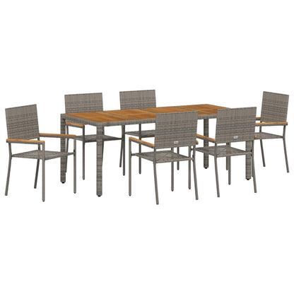 Set da Pranzo per Giardino 7 pcs Grigio polyrattan