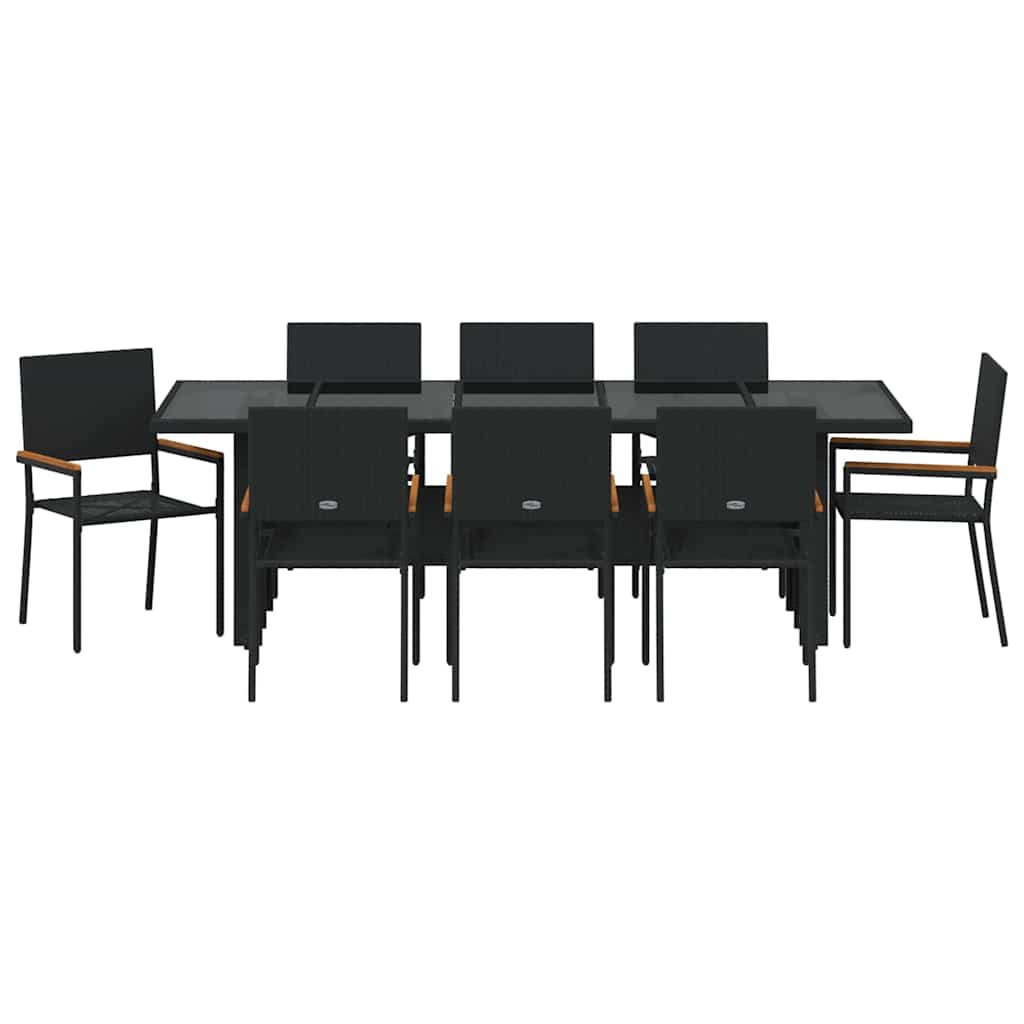 Set da Pranzo per Giardino 9 pcs Nero polyrattan | homemem39