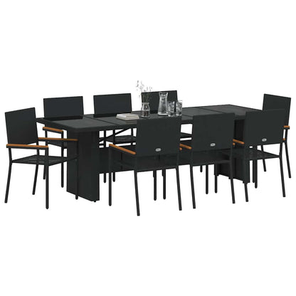 Set da Pranzo per Giardino 9 pcs Nero polyrattan | homemem39