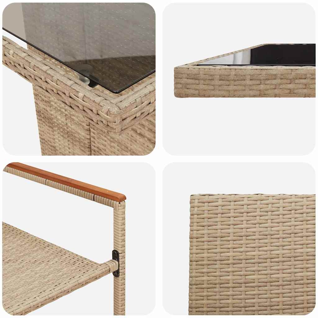 Set da Pranzo per Giardino 9 pcs Beige Poly Rattan - homemem39