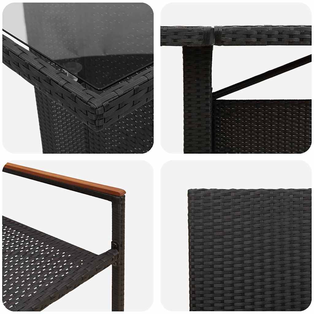 Set da Pranzo per Giardino 11 pcs Nero polyrattan | homemem39