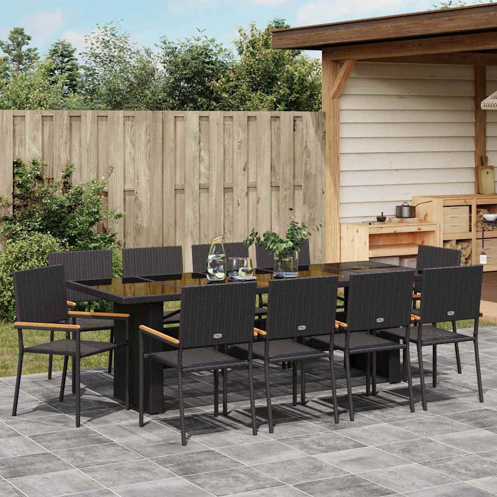 Set da Pranzo per Giardino 11 pcs Nero polyrattan | homemem39