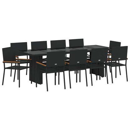 Set da Pranzo per Giardino 11 pcs Nero polyrattan | homemem39