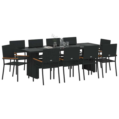 Set da Pranzo per Giardino 11 pcs Nero polyrattan | homemem39