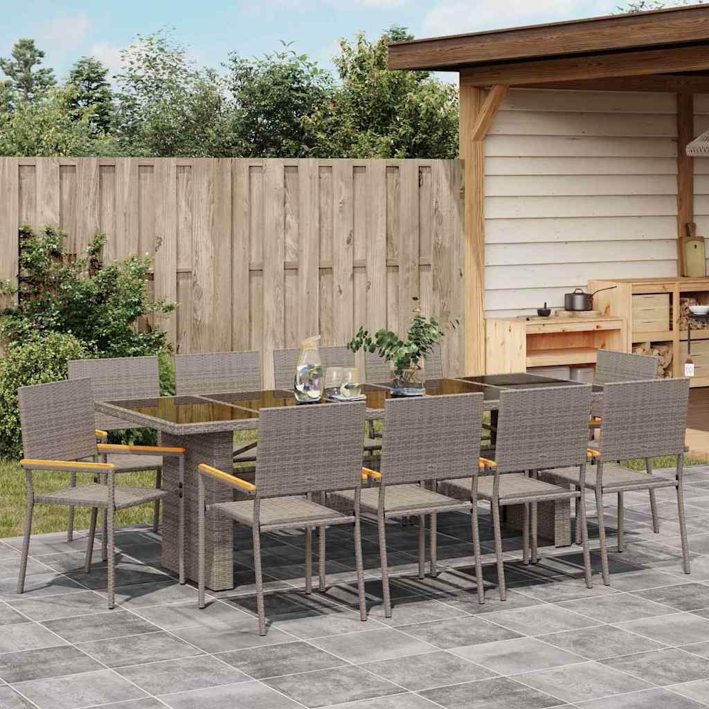 Set da Pranzo per Giardino 11 pcs Grigio Poly Rattan - homemem39