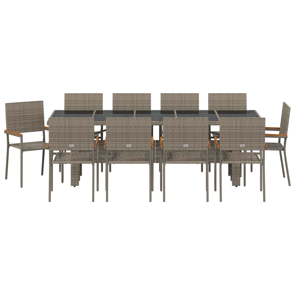 Set da Pranzo per Giardino 11 pcs Grigio Poly Rattan - homemem39