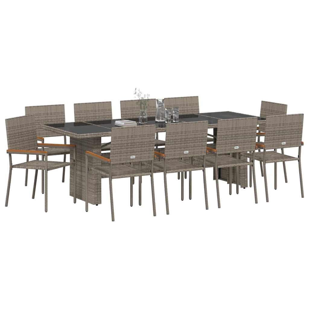 Set da Pranzo per Giardino 11 pcs Grigio Poly Rattan - homemem39