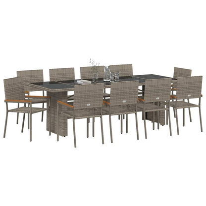Set da Pranzo per Giardino 11 pcs Grigio Poly Rattan - homemem39
