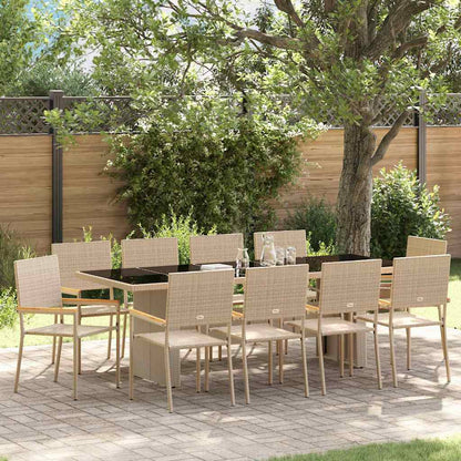 Set da Pranzo per Giardino 11 pcs Beige Poly Rattan - homemem39