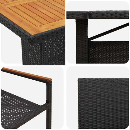 Set da Pranzo per Giardino 9 pcs Nero Poly Rattan - homemem39