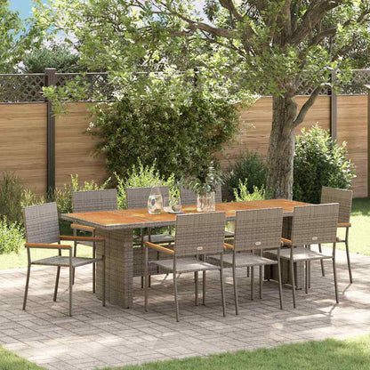 Set da Pranzo per Giardino 9 pcs Grigio polyrattan