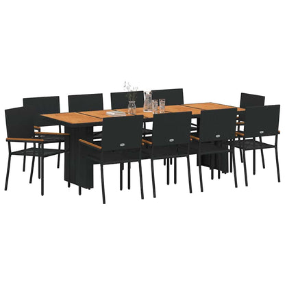 Set da Pranzo per Giardino 11 pcs Nero Poly Rattan - homemem39