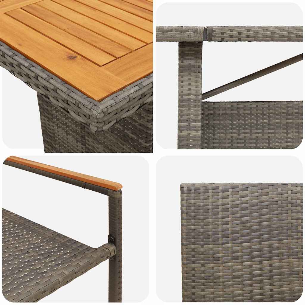 Set da Pranzo per Giardino 11 pcs Grigio polyrattan | homemem39