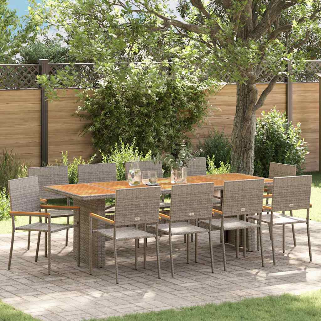 Set da Pranzo per Giardino 11 pcs Grigio polyrattan | homemem39