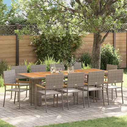 Set da Pranzo per Giardino 11 pcs Grigio polyrattan | homemem39