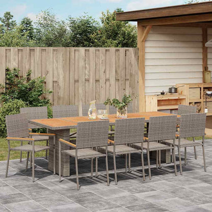 Set da Pranzo per Giardino 11 pcs Grigio polyrattan | homemem39