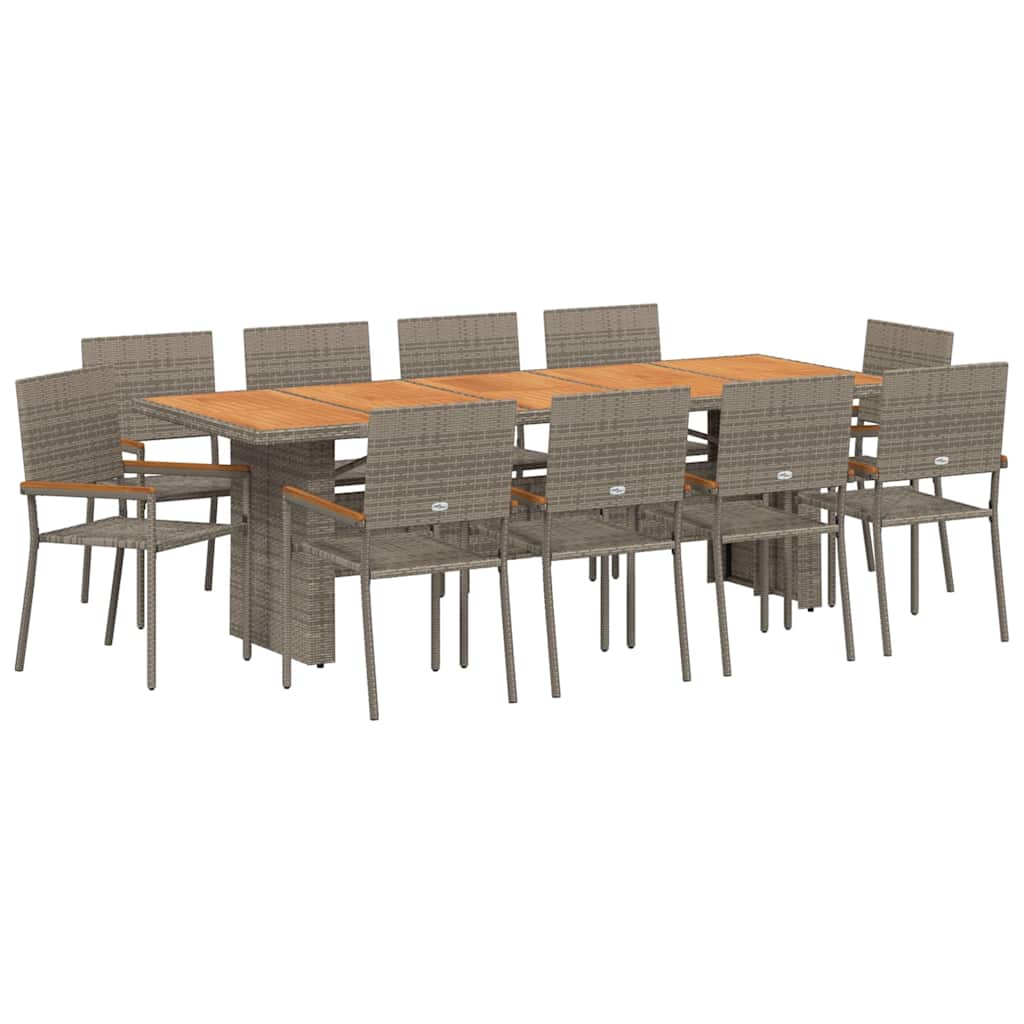 Set da Pranzo per Giardino 11 pcs Grigio polyrattan | homemem39