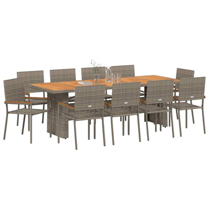 Set da Pranzo per Giardino 11 pcs Grigio polyrattan | homemem39