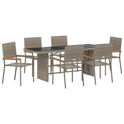 Set da Pranzo per Giardino 7 pcs Grigio polyrattan