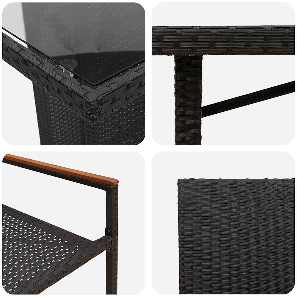 Set da Pranzo per Giardino 9 pcs Nero polyrattan