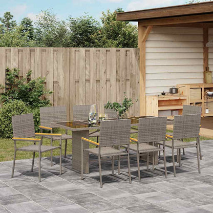 Set da Pranzo per Giardino 9 pcs Grigio polyrattan