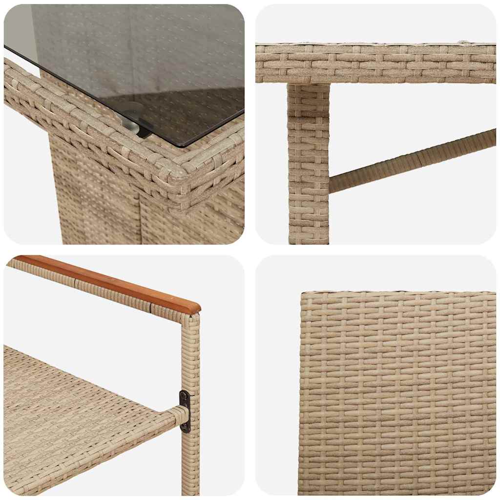 Set da Pranzo per Giardino 9 pcs Beige polyrattan