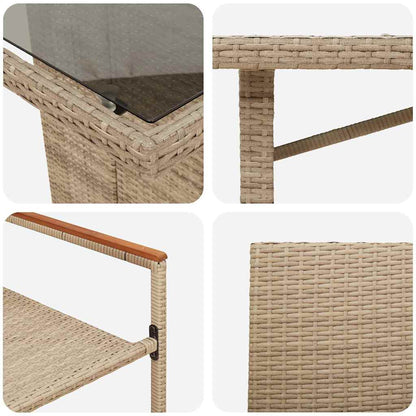 Set da Pranzo per Giardino 9 pcs Beige polyrattan