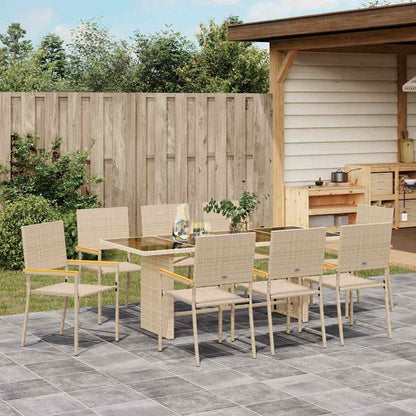 Set da Pranzo per Giardino 9 pcs Beige polyrattan