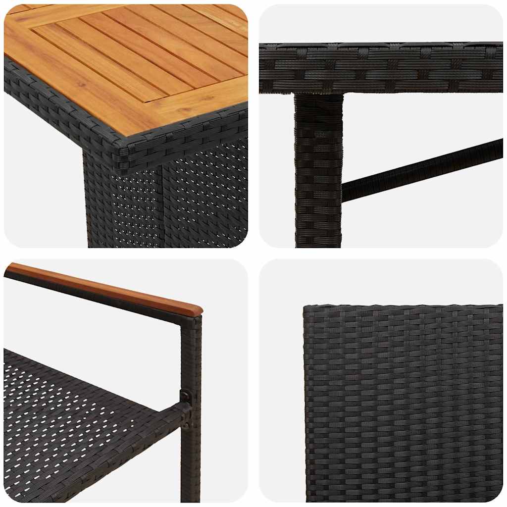 Set da Pranzo per Giardino 7 pcs Nero polyrattan